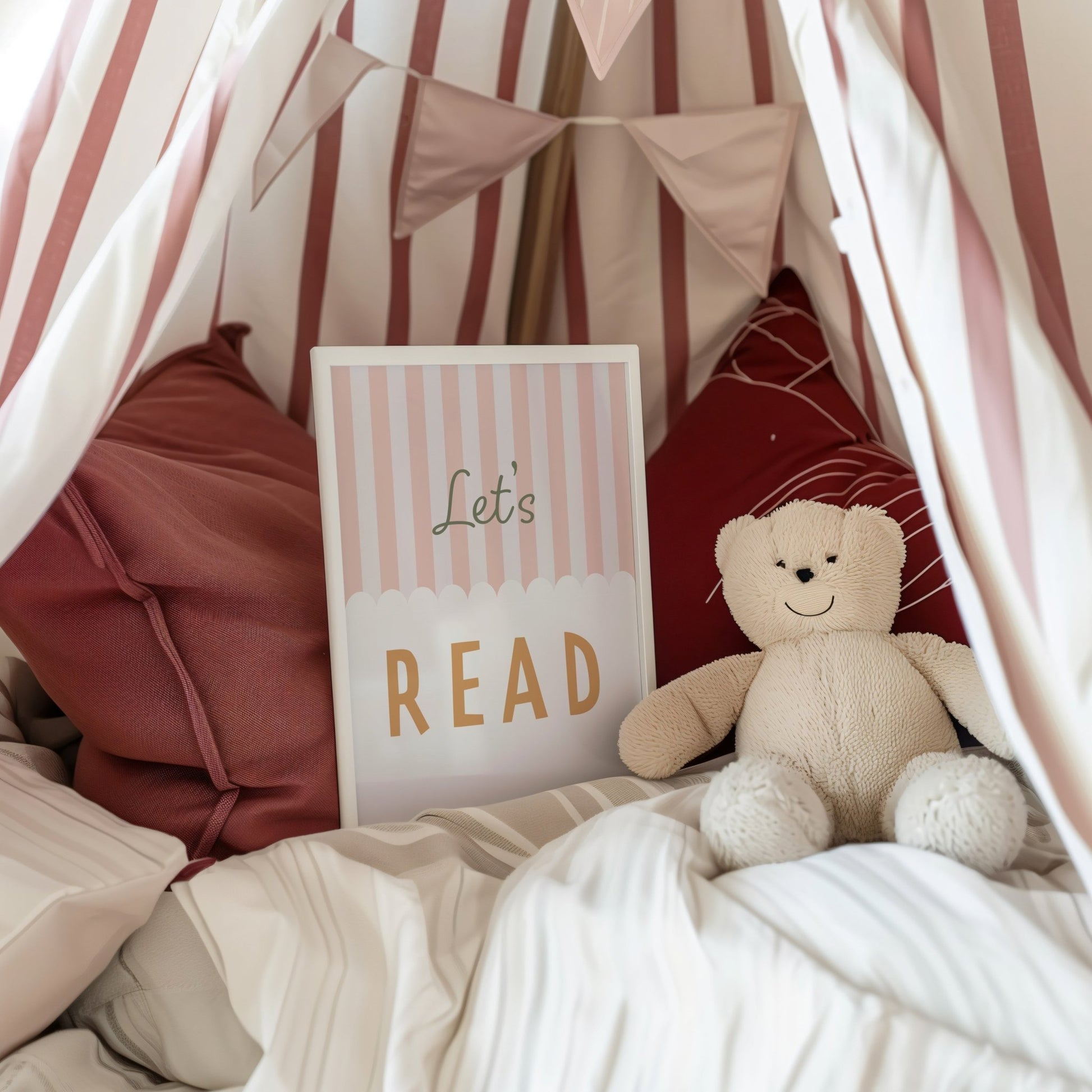 Let's Read - Stripy Edition - Fine art print - Autumns Corner